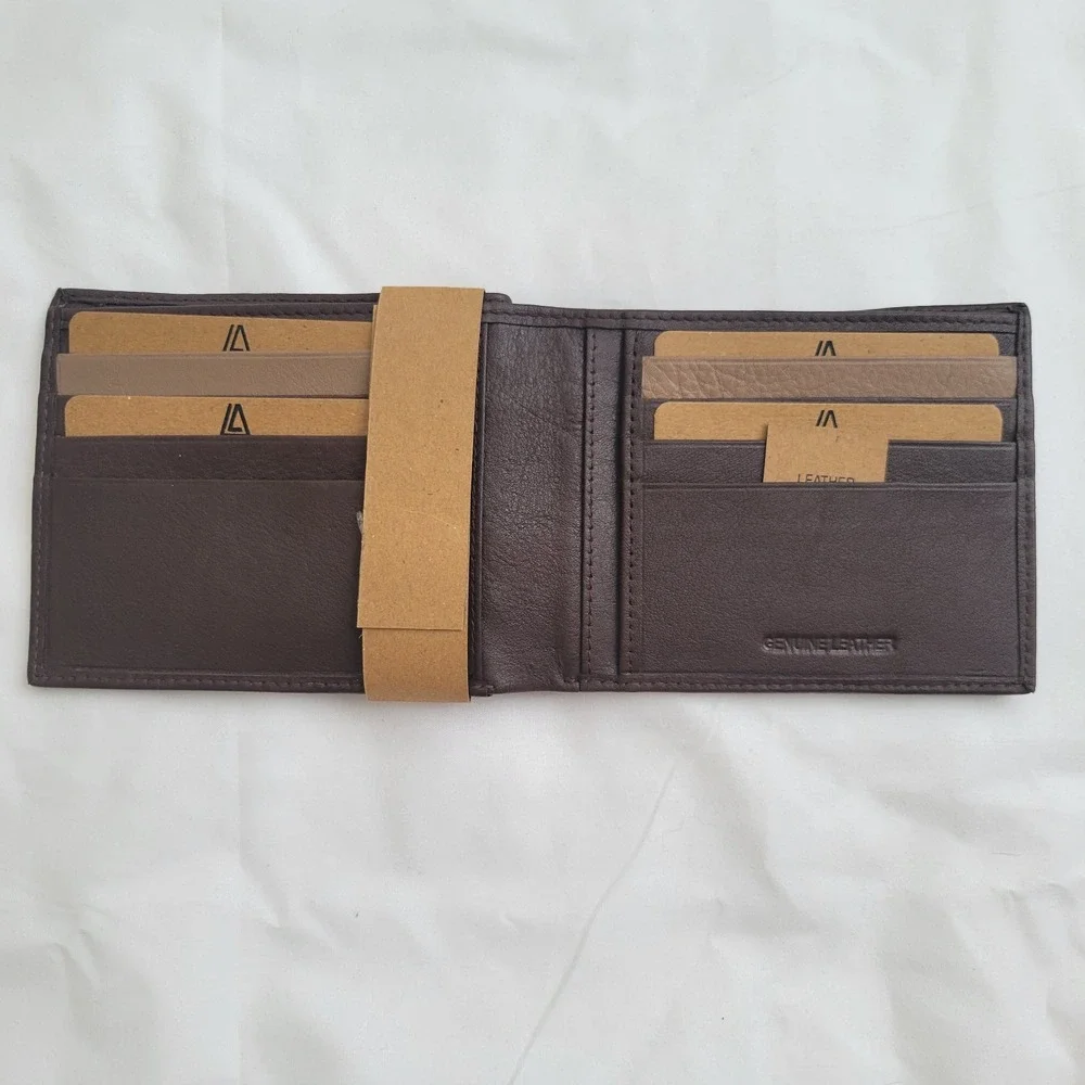 Leather Architect RFID Genuine Leather Bifold Wallet Brown Zip Coin Pocket